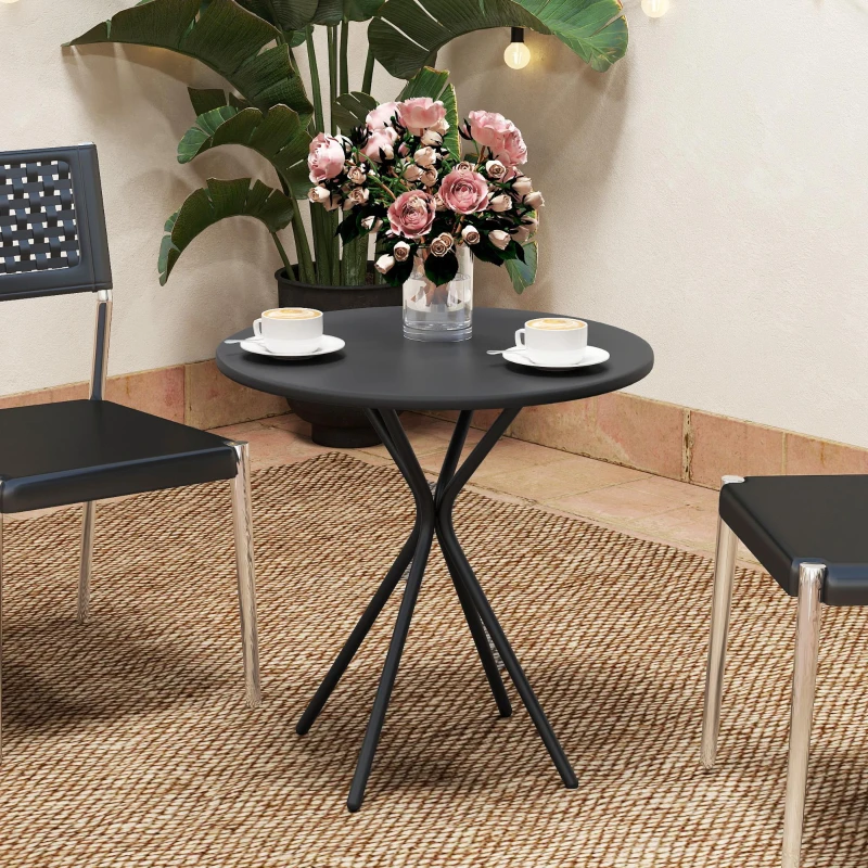 Outsunny Table de jardin ronde Ø 60 cm, table de terrasse cadre en acier, charge de 50 kg, pour intérieur et extérieur, noir