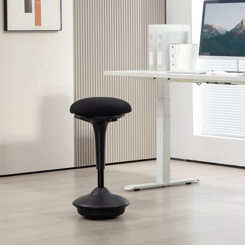 HOMCOM Tabouret de bureau debout tabouret ergonomique siège bascule à 360° large socle 36 x 36 x 70-90 cm noir