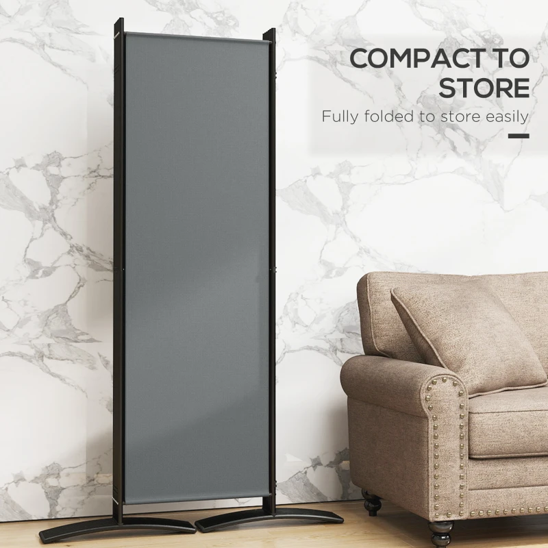Outsunny 6 Panel Folding Room Divider Foldable Freestanding Garden Privacy Screen, 332 x 172 cm, Dark Grey