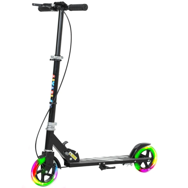 AIYAPLAY Trottinette enfants 3 à 8 ans, trottinette pliable à 2 roues LED roues lumineuses, 4 réglages en hauteur, noir