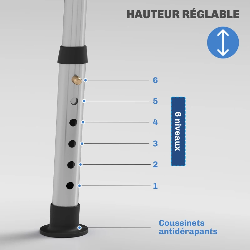 HOMCOM Tabouret de douche pour personnes âgées et handicapées hauteur réglable patins antidérapants support de pomme de douche