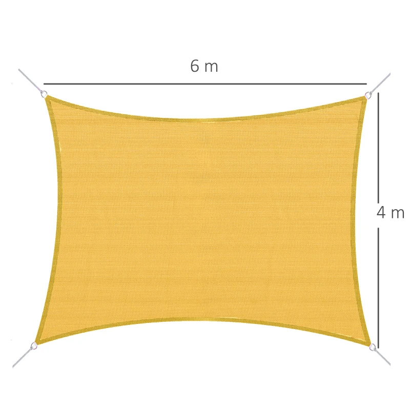 Outsunny Voile d'ombrage Toile Solaire rectangulaire 6L x 4l m HDPE Jaune