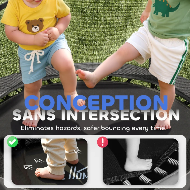 HOMCOM Trampoline Enfant Ø 1,40 × 1,90H m Filet de sécurité Porte zipée Couvre-Ressorts 6 poteaux rembourrés Inclus Noir