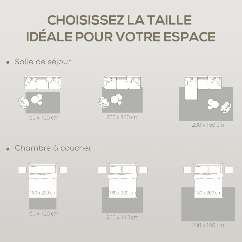 HOMCOM Tapis salon 160 x 120 cm, tapis à poils épais géométrique, moelleux et antidérapant, crème