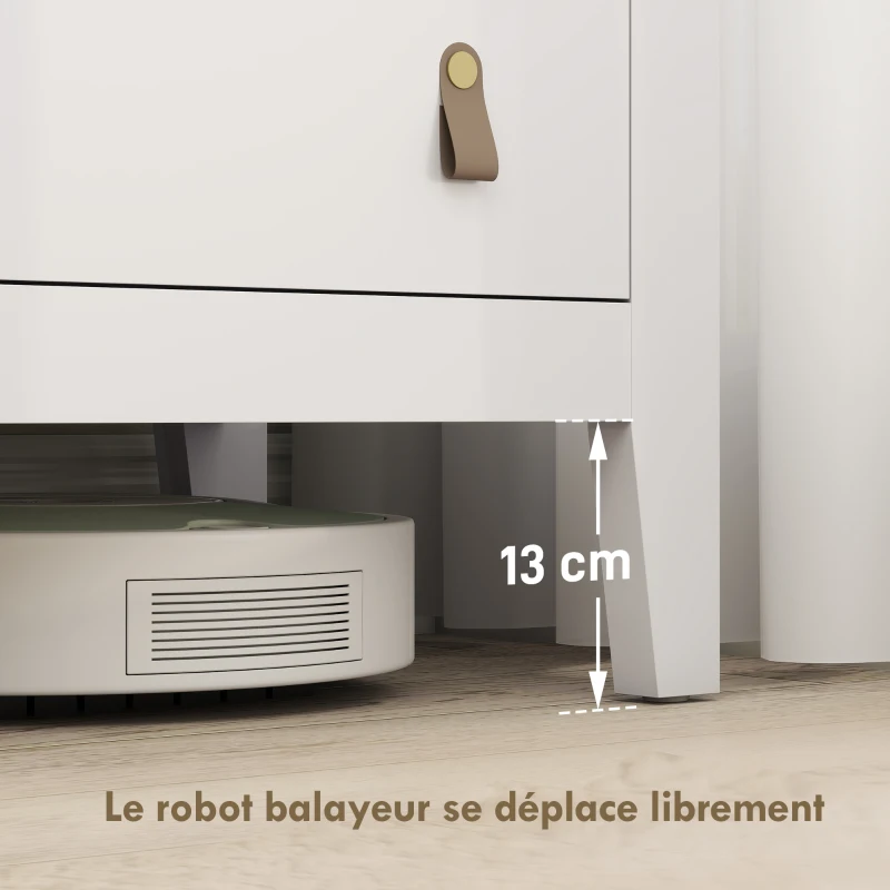 HOMCOM Commode 4 tiroirs meuble de rangement style contemporain avec poignées en polyuréthane, 60 x 40 x 98 cm, blanc