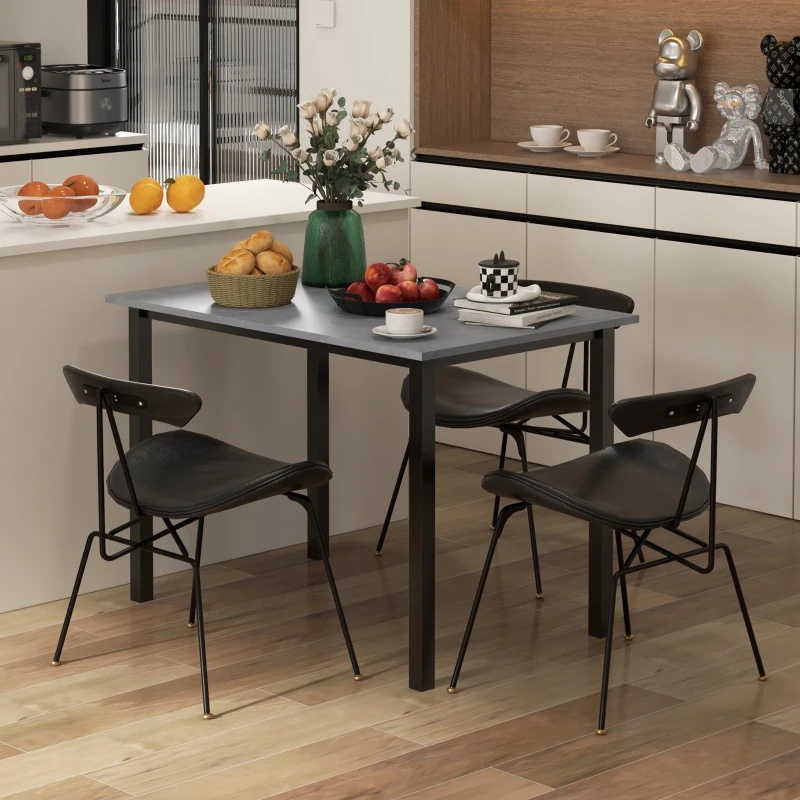 HOMCOM Table à manger extensible table de cuisine design moderne avec grand plateau 6 personnes cadre en acier gris foncé