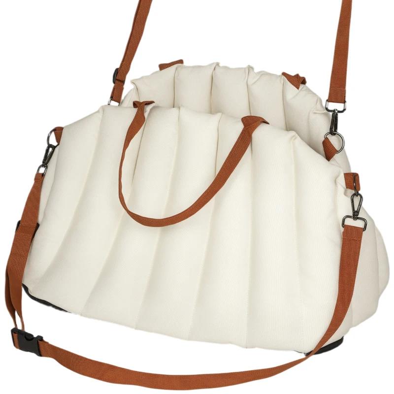 PawHut Hundetasche Hundetragetasche für Hunde unter 5 kg, 2 Gurte, Oxford-Stoff, Kissen, Leine, Cremeweiß