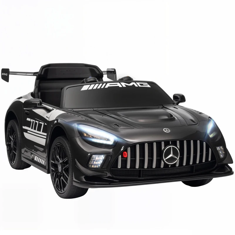AIYAPLAY Mercedes-Elektroauto, Aufsitzauto für Kinder, 12V Batterie, LED-Lichter, Musikfunktion, Hupe, 3-8 Jahre, Schwarz