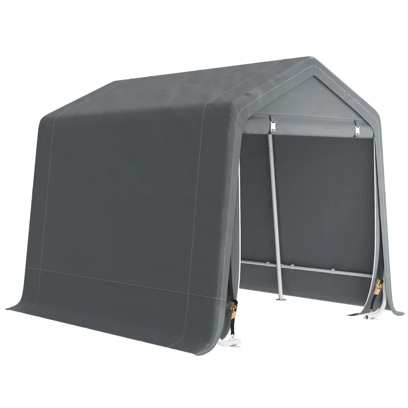 Outsunny Tenda Garage 2.4x2m per Veicoli e Biciclette in Metallo e Tessuto PE, Grigio Scuro