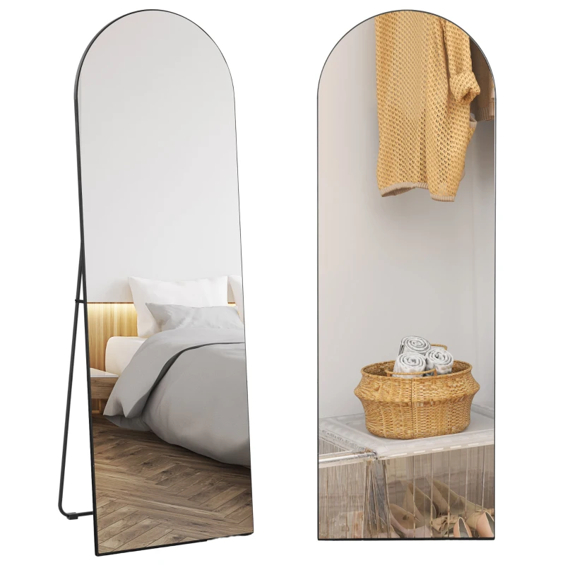 HOMCOM Miroir en pleine longueur 50 x 150 cm miroir sur pied grand miroir mural sans cadre  pour salon, noir