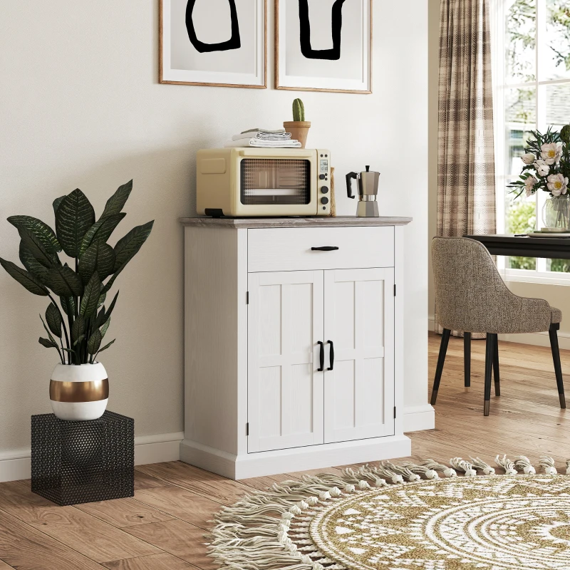 HOMCOM Buffet salon style moderne avec placard à 2 portes, tiroir et étagère réglable, 75,2 x 40 x 91,5 cm, blanc