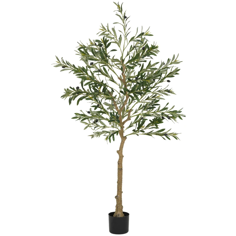 HOMCOM Olivier artificiel 150 cm plante artificielle intérieur, fausse plante décoration pour maison, bureau, salon, chambre