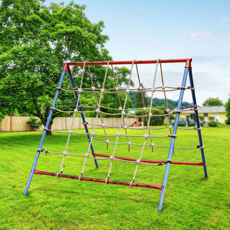 Outsunny Filet d'escalade pour enfants 3-6 ans filet de protection pour aire de jeux Ninja terrain d'obstacle dim. 1,5 x 2 m