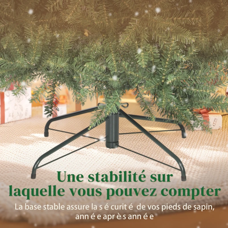 HOMCOM Sapin de Noël artificiel 210 cm, arbre de Noël réaliste avec 2641 pointes de branche articulée, support en métal, vert