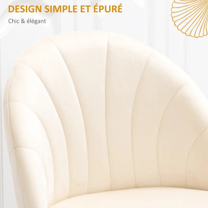 HOMCOM Lot de 2 chaises Velours Crème Pieds métal Noir dim. 52L x 54l x 79H cm