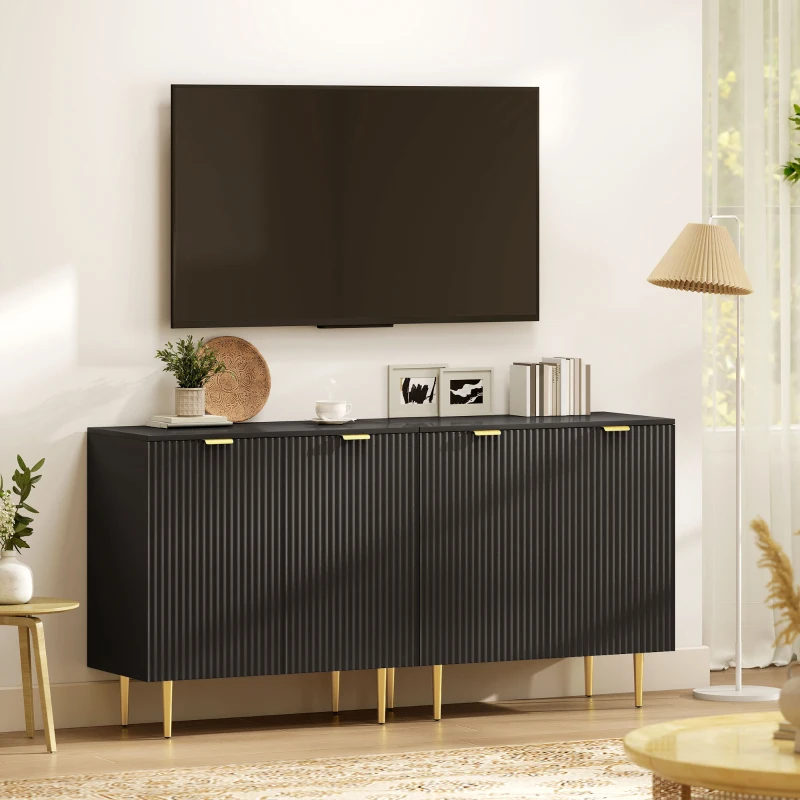 HOMCOM Buffet cuisine meuble de rangement avec 2 portes étagère réglable pieds métalliques surélevés 80 x 40 x 80 cm noir