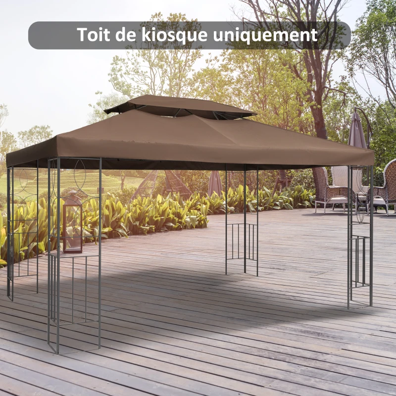 Outsunny Toit de Rechange pour Tonnelle Marron  3 x 4 m