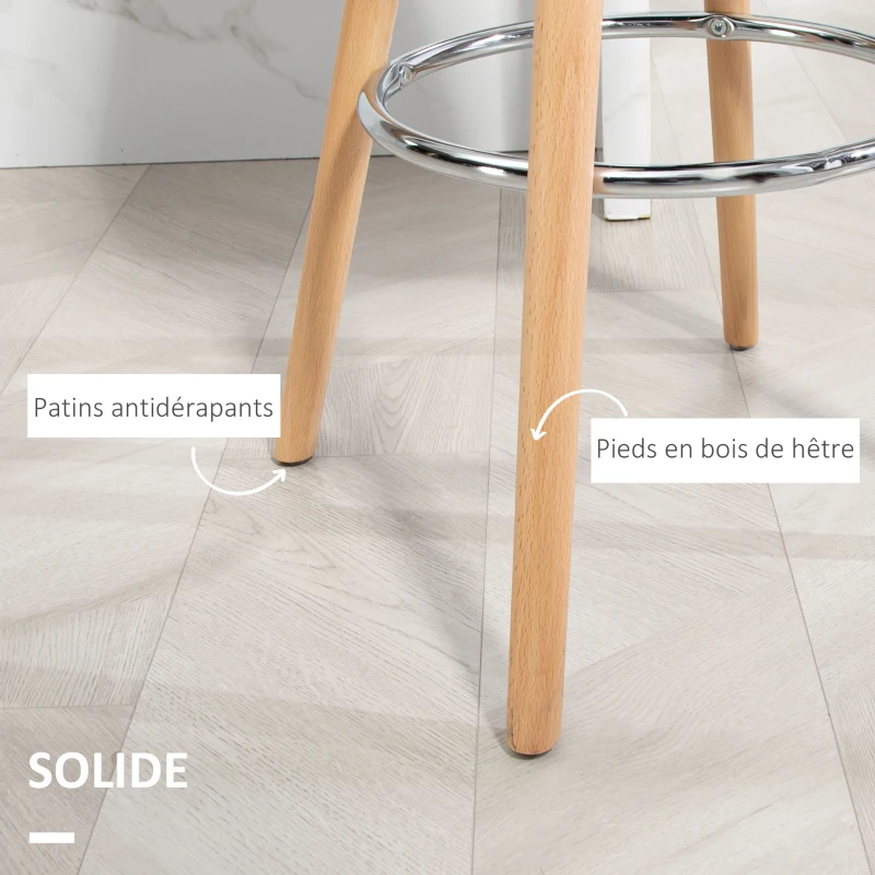 HOMCOM Lot de 2 tabourets de bar, chaises de bar avec dossier et repose-pieds, assise rembourrée, 43 x 43 x 91 cm, noir