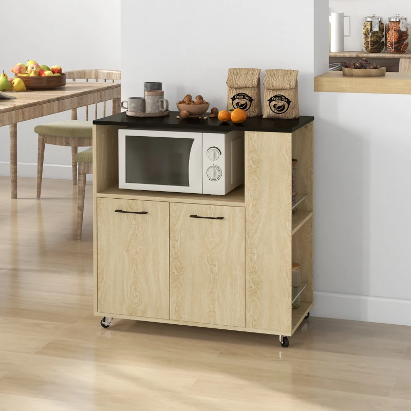 HOMCOM Desserte chariot cuisine multi rangements avec roulettes 75 x 40 x 80,5 cm