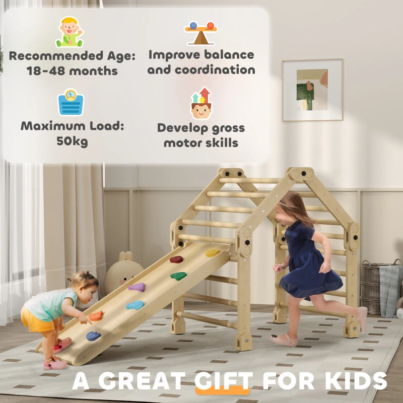 AIYAPLAY 3 in 1 Kids Climbing Set Indoor with Sliding Ramp, Foldable design, Gift for 2-6 Years Old