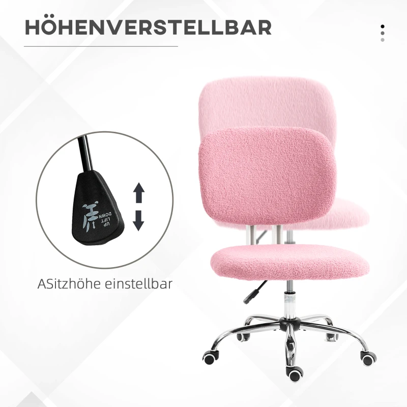 Vinsetto Bürostuhl Computerstuhl drehbar, höhenverstellbar, 48 cm x 53 cm x 80-90 cm, Rosa