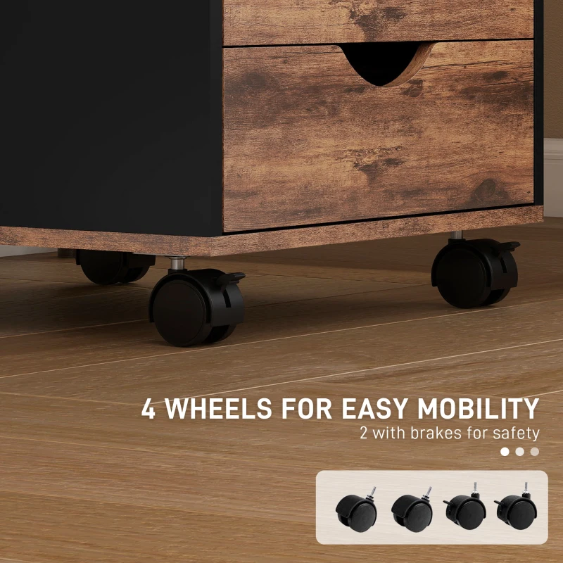 HOMCOM Five-Drawer Filing Cabinet - Rustic Brown