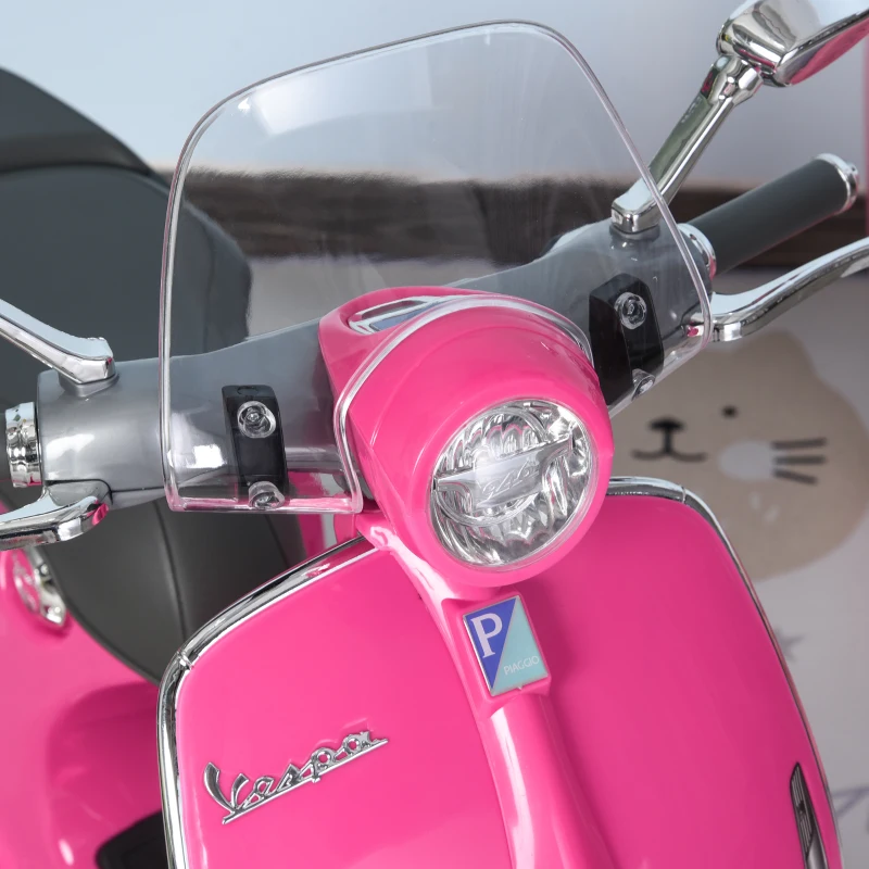 HOMCOM Elektro-Motorrad für Kinder mit MP3-Musik, Scheinwerfern, 3-6 Jahre, Kunstleder, Metall, 108 x 49 x 75 cm, Rosa(m-12)