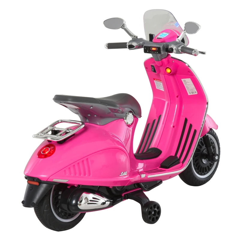 HOMCOM Elektro-Motorrad für Kinder mit MP3-Musik, Scheinwerfern, 3-6 Jahre, Kunstleder, Metall, 108 x 49 x 75 cm, Rosa(m-15)