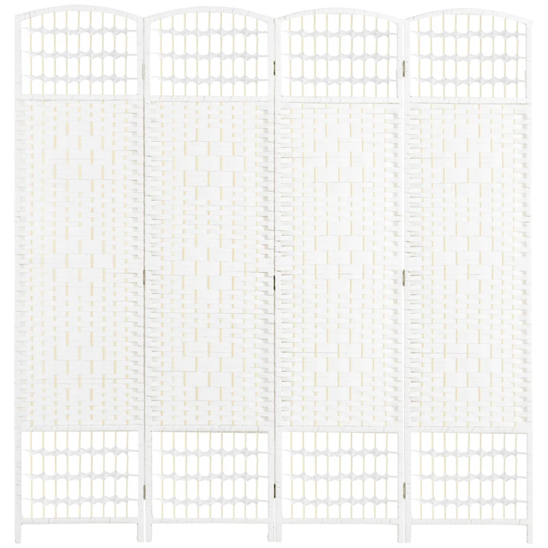 HOMCOM 4 Panel Folding Room Divider, Privacy Screen, Freestanding Paravent Partition Separator for Living Room, Bedroom and Office, 160 x 170cm, White