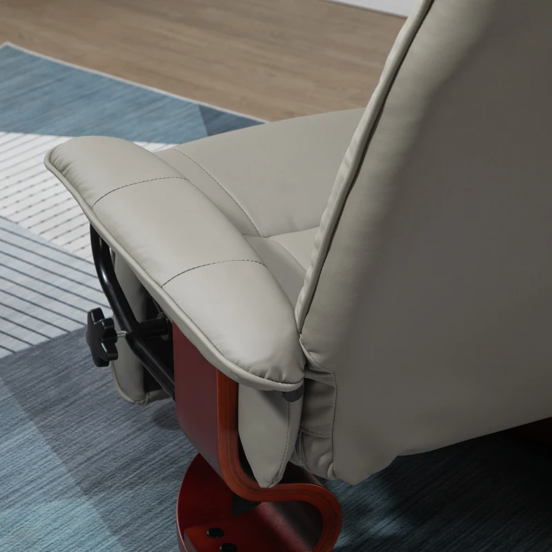 HOMCOM Recliner TV Chair Reclining Chair PU Leather 360° Swivel 145° Reclining Gray 78 x 87 x 100 cm
