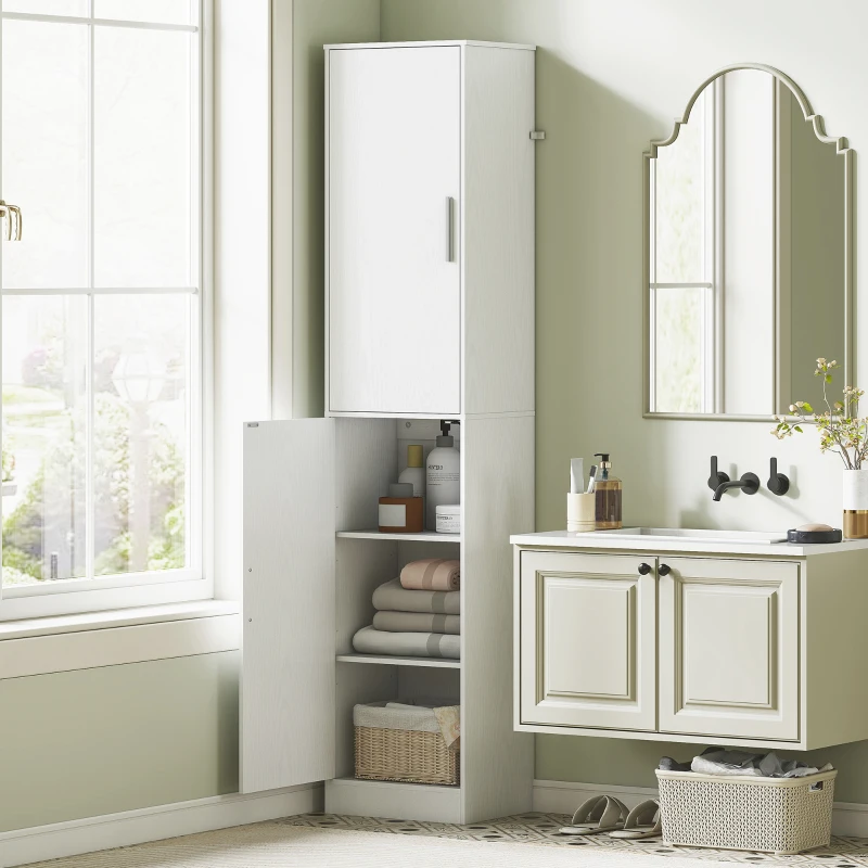 HOMCOM Bathroom column cabinet with 2 doors and 4 adjustable shelves, 40 x 35 x 180 cm, white