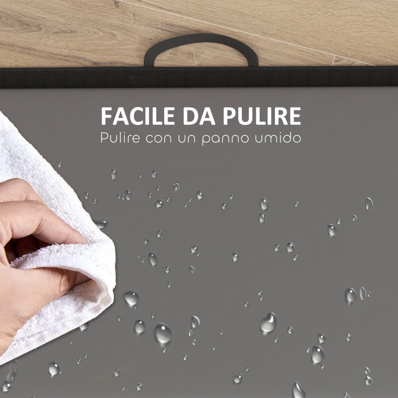HOMCOM Tappetino da Ginnastica Pieghevole, Materassino Fitness Spesso 5 cm e Antiscivolo, 180x80x5 cm, Grigio