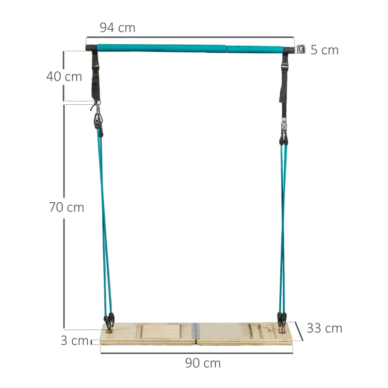 SPORTNOW Pilates Bar and Resistance Bands Set with Adjustable Incline Board, Blue Training Equipment