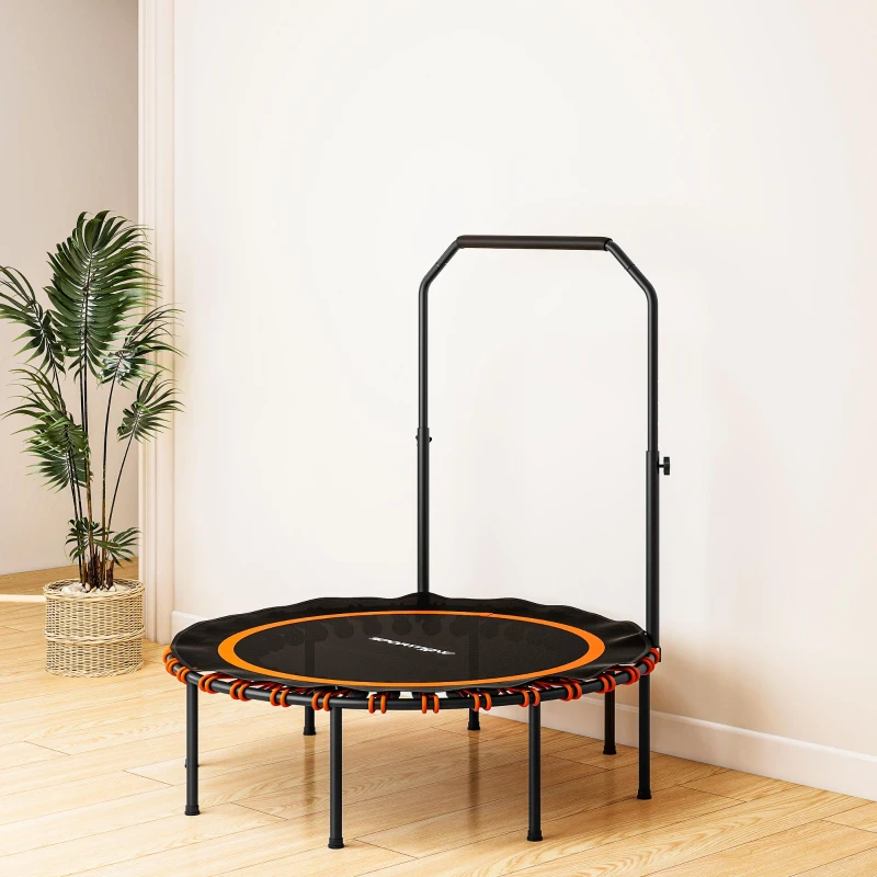 SPORTNOW Fitness Trampoline with Adjustable Handle, Sport Trampoline for Indoor and Outdoor, Steel, Plastic, Orange