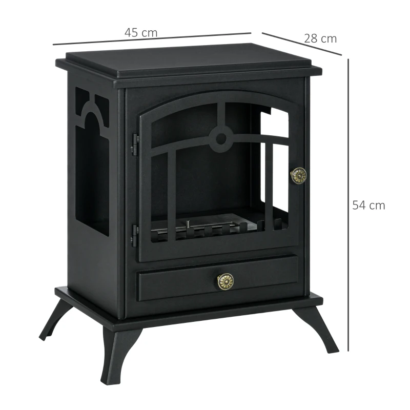 HOMCOM Freestanding Bioethanol Fireplace, 1.2 L burner, approx. 3 h burn time Dim. 45L x 28l x 54H cm Black Steel