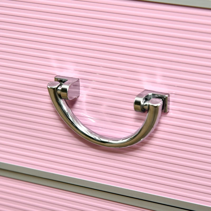 HOMCOM Rolling Makeup Storage Case w/ Swivel Wheel, Pink