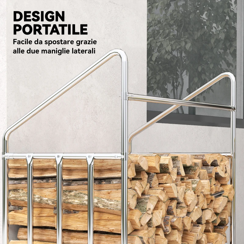 Outsunny Portalegna da Esterno in Acciaio Rinforzato con Copertura Impermeabile, 100x60x110 cm, Nero