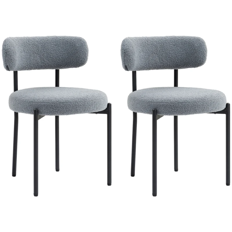 HOMCOM Set of 2 dining chairs with fabric backrest steel legs 51 x 51 x 76 cm gray
