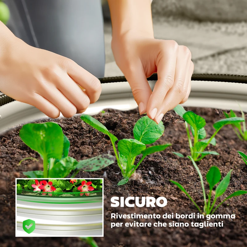 Outsunny Set di 2 Letti per Orto Rialzati in Acciaio Galvanizzato con Fondo Aperto, Ø60x30cm, Argento