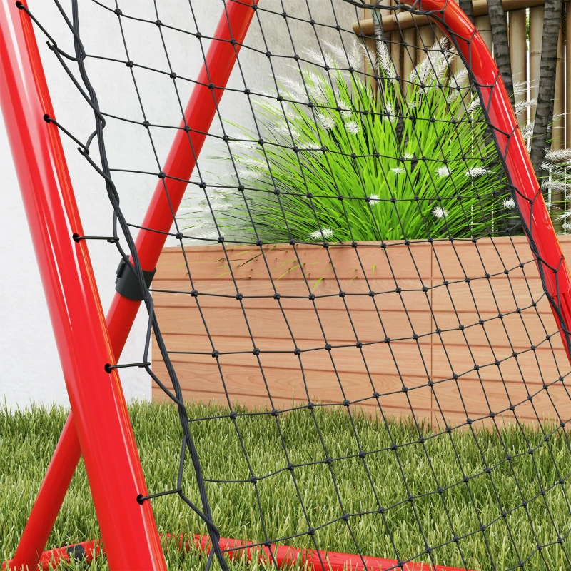 HOMCOM Soccer Rebounder Net, Foldable, Rebound Wall, 5-Position Adjustable, Metal, 78 x 84 x 65-78 cm, Red
