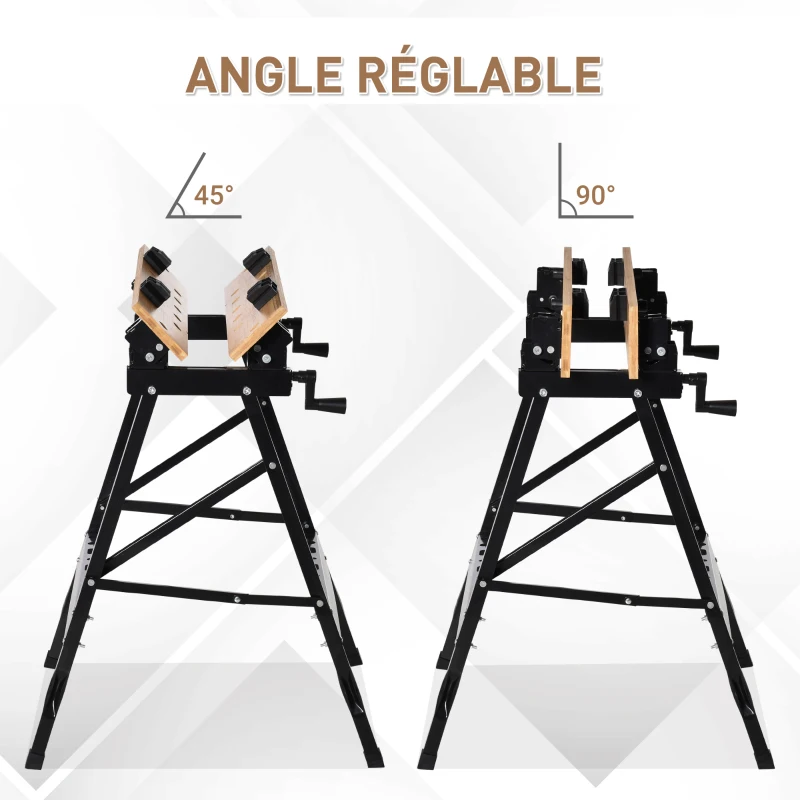 HOMCOM Folding clamping workbench with 4 clamps work table, 150 kg load, 63.5x60.5x78cm, Black