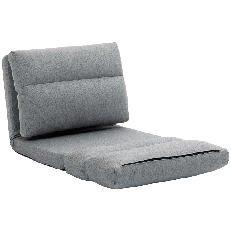 HOMCOM Floor chair lazy sofa convertible to bed reclining 90° to 180° fabric - 70l x 72P x 56H cm - gray