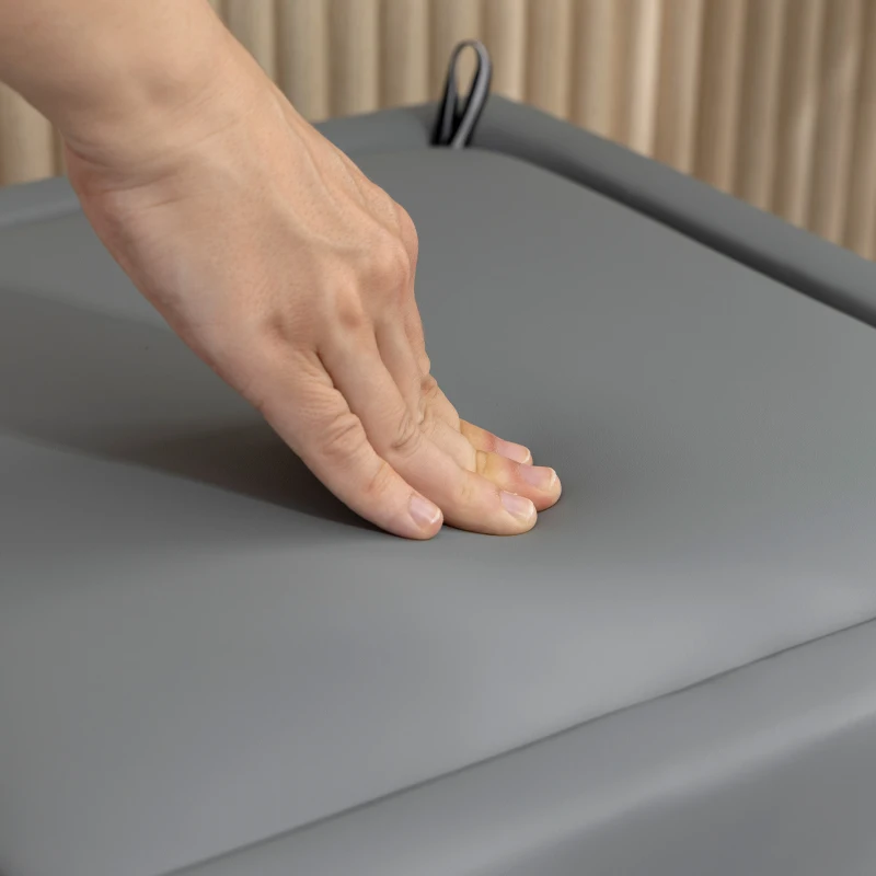 HOMCOM Storage Ottoman with Lid, Square Footstool Cube, Faux Leather, 40 x 40 x 40 cm, Gray