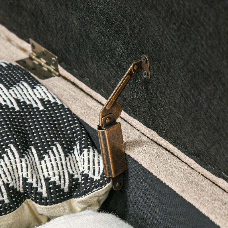 HOMCOM 2-in-1 fabric storage bench and end-of-bed ottoman with wooden legs 110l x 40P x 43H cm cm beige