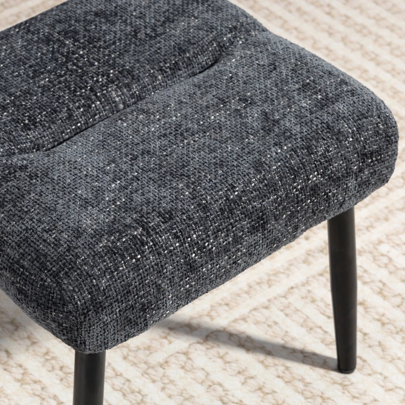 HOMCOM Seat stool with soft seat cushion, steel legs, footstool with chenille fabric, 45 x 41 x 38 cm, Dark gray