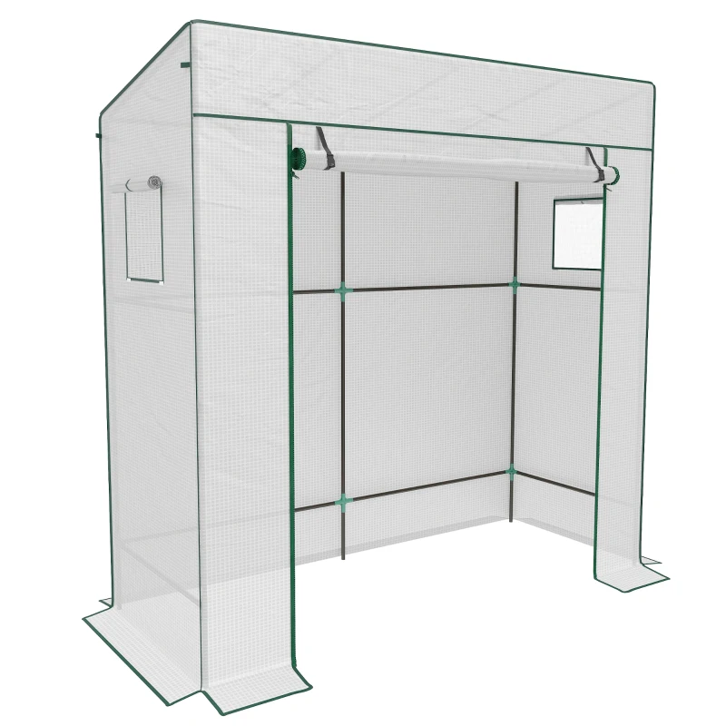 Outsunny PE Cover Walk-in Outdoor Greenhouse, White