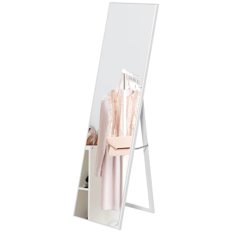HOMCOM Rectangular freestanding floor mirror for dressing room living room bathroom hallway 40 x 47 x 147 cm white