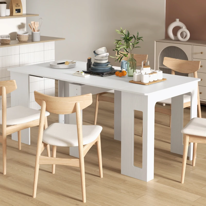 HOMCOM Dining table, folding table, extendable kitchen table, dining room table, particleboard, 60-180 x 85 x 75 cm, White