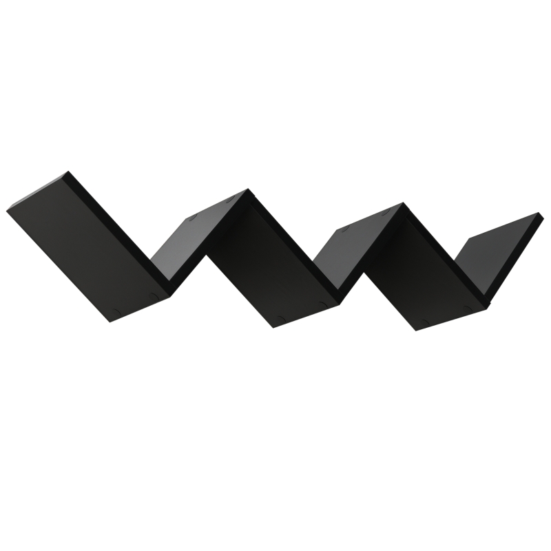 HOMCOM Floating wall shelves - contemporary V design - fixing kit included - black particleboard