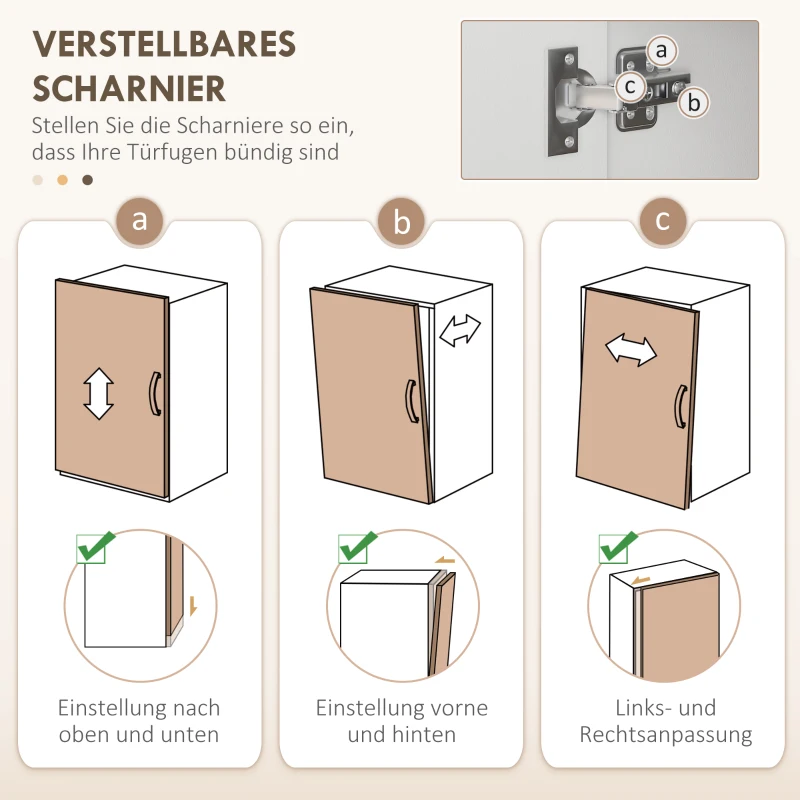 HOMCOM Kitchen cabinet, buffet, 3 drawers, 3 shelves, lots of storage, 89 x 39.5 x 168 cm, White